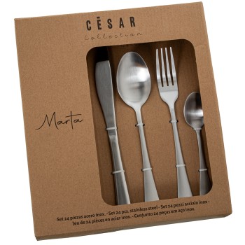 Set 24 Cubiertos Acero Inoxidable 18/0 Satinado (marta) Apto Para Lavavajillas