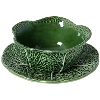 Ceramic Salad Bowls W/ Cabbage Leaf Shape Ceramic Dish 19cm _ø15x7cm (ensaladera)