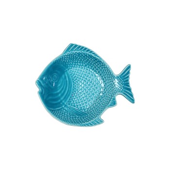 Assiettes Plates En Céramique -poisson Aquamarine- _20x18cm