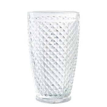 Vaso Alto Cristal Transparente400 Ml Deco. Diamante Ø8,5x15cm, Apto Lavavajillas