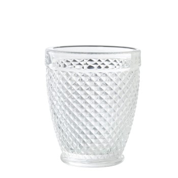 Vaso Bajo Cristal Transparente 300ml Deco. Diamante Ø9x10,5cm, Apto Lavavajillas