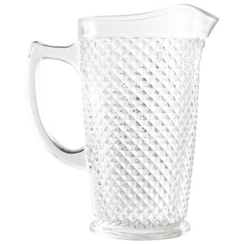 Carafe En Verre Transparent Diamant - 1,5l- 19,5x12,5x23cm, Apto Lavavaji