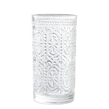 Grands Verres En Verre Transparent -fleurs- - 400ml Ø8,5x15cm, Apto Lavavajillas