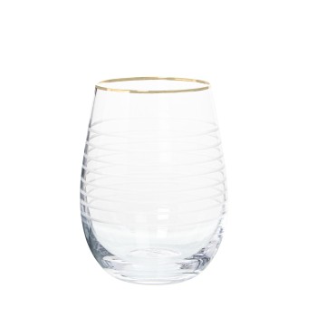 Vaso Cristal Transparente 400ml Tallado C/filo Oro Ø8,5x11,5cm, Apto Lavavajilla