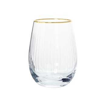 Vaso Cristal Transparente 400ml Tallado C/filo Oro Ø8,5x11,5cm Apto Lavavajillas