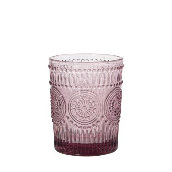 Vaso Bajo Cristal Rosa 300ml Ø8x10cm, Apto Lavavajillas