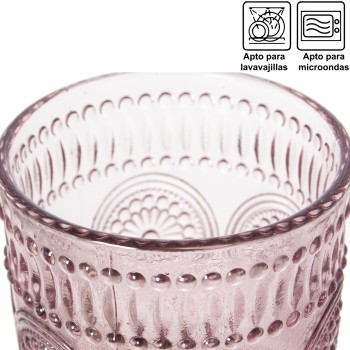 Bicchieri Piccoli In Vetro Rosa - 300ml _ø8x10cm, Apto Lavavajillas