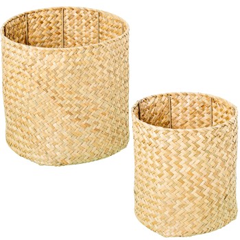 Set 2 Sea Grass Baskets Ø28x27+ø23x25cm