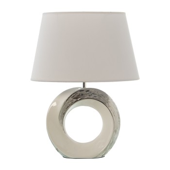 Lámpara Sobremesa Cerámica Blanca/plata+92231 _32x20x42cm