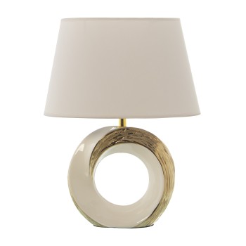 Lampe De Table En Céramique - Blanc Et Or + 92231
