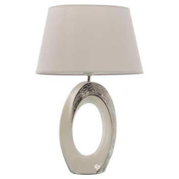 Lámpara Sobremesa Cerámica Blanca/plata+92231 _30x20x50cm