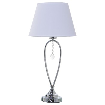 Lampe De Table En Métal - Argenté + 92280, 1xe27, Max.40w Non Incluse- Ø28x57cm, Base:ø12x41cm