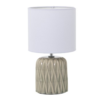 Lampe De Table En Céramique - Crème - 1xe14,max.40w- Ø17x30cm, Base: Ø11x14,5cm