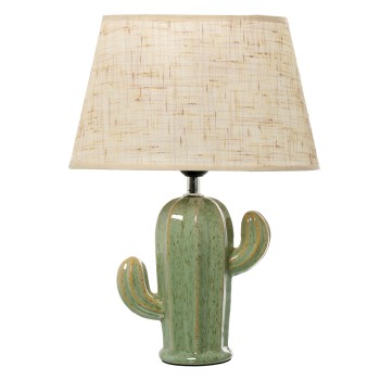 Lámpara Cerámica Cactus Verde+90920 _32x20,5x47,5cm-1xe27-40w Max
