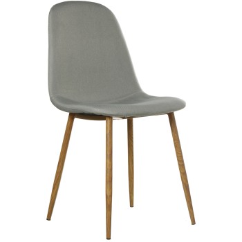 Grey Fabric Chair, Metal Legs Wood Effect 44x52x87cm Seat Height:49cm