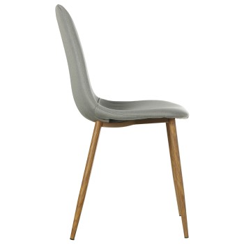Grey Fabric Chairs/ Metal Imitation Wood Legs _44x52x87cm, Alt.asiento:49cm