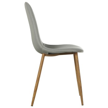 Grey Fabric Chair, Metal Legs Wood Effect 44x52x87cm Seat Height:49cm