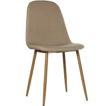 Sedie In Tessuto Crema - Gambe In Metallo Imitazione Legno _44x52x87cm, Alt.asiento:49cm