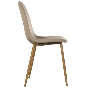 Sedie In Tessuto Crema - Gambe In Metallo Imitazione Legno _44x52x87cm, Alt.asiento:49cm