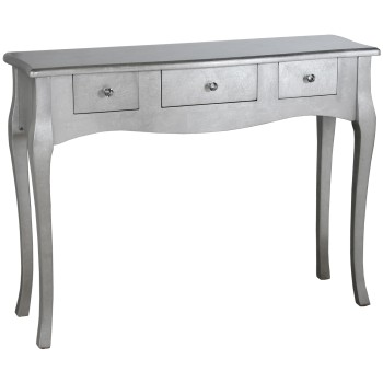Silver Wooden 3 Drawers Console Table