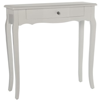 White Wooden Console Table With Drawer