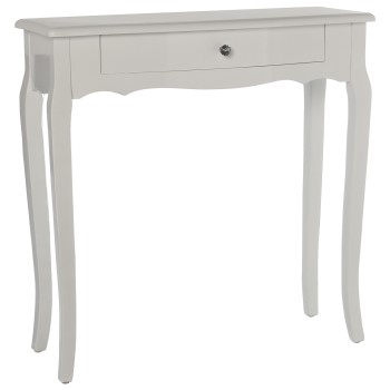 White Wooden Console Table With Drawer- _80x30x80cm, Madera: Abeto+dm