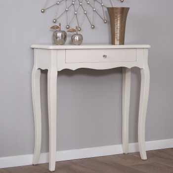 White Wooden Console Table With Drawer- _80x30x80cm, Madera: Abeto+dm