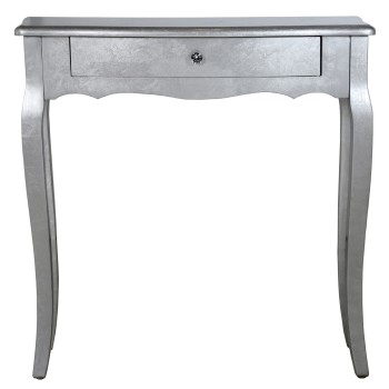 Silver Wooden Console Table With Drawer