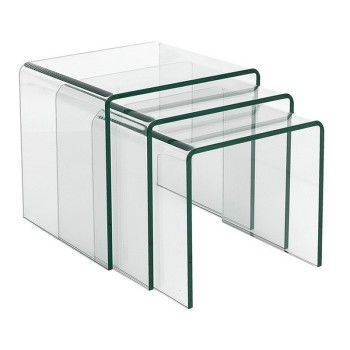 Set 3 Mesas Auxiliares Cristal 12mm Grosor _41x41x41+38x38x38+35x35x35cm