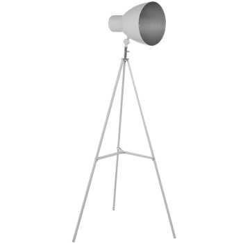 Lámpara De Pie Trípode Metal Blanco+99375, Pantalla:ø25x33cm_62x57x147cm 1xe27 Max.40w