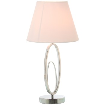 Lampe De Table En Métal Argenté + 92226-ø24x47cm-base:ø12x34cm