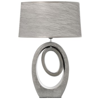 Lampe De Table En Céramique - Argent + 57230 - 1xe27-max.40w- _38x24x57cm Bombilla No Inclui