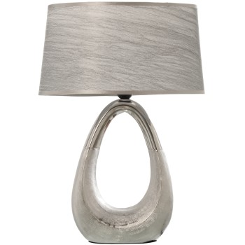 Lámpara Sobremesa Cerámica Plata+57230-1xe27-max40w, No Inc _38x24x54cm, Base: 41cm Alto
