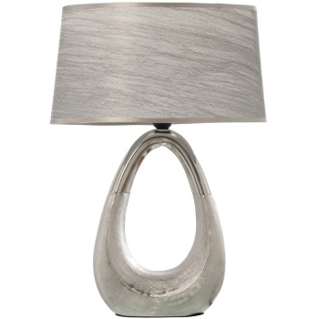 Lampada Da Tavolo In Ceramica - Argento + 57230 - 1xe27-max.40w (non Incluso)- _38x24x54cm, Base: 41cm Alto