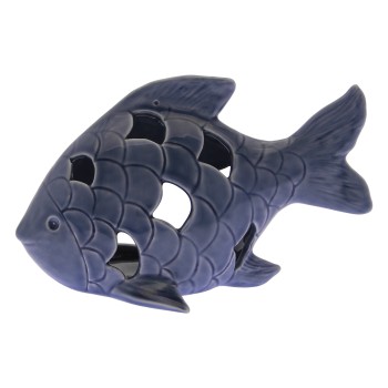 White And Blue Ceramic Fish Figure