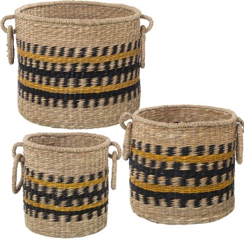 Conjunto De 3 Cestas De Erva Do Mar