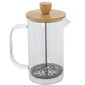 Cafetière À Piston 600ml Verre/bois/acier Inox.