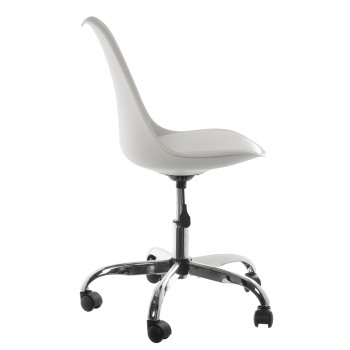 Sedia Girevole Con Ruote, Pp E Pu Bianco _48x59x80/88cm Alt. Seduta:43/51cm, Altezza Regolabile, Molla A Gas