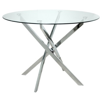 Glass With Chromed Metal Legs Dining Table + 90955