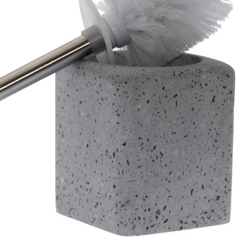 Porta Scopino Wc In Resina Grigia Con Macchie 10x10x41cm