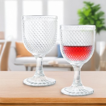 Coppe In Vetro Trasparente -diamante- - 400ml Ø9x16,5cm, Apto Lavavajillas