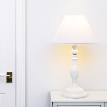 Lampara Sobremesa Metal Blanco + 9-2268- _ø20x35cm, Base:ø11x26cm