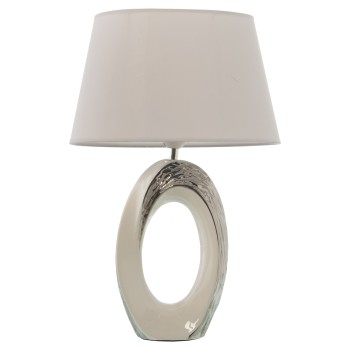 Lampara Sobremesa Ceramica Bla Nca/plata+92231