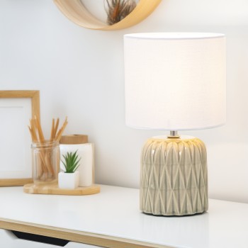Lampada Da Tavolo In Ceramica - Crema - 1xe14,max.40w- Ø17x30cm, Base: Ø11x14,5cm