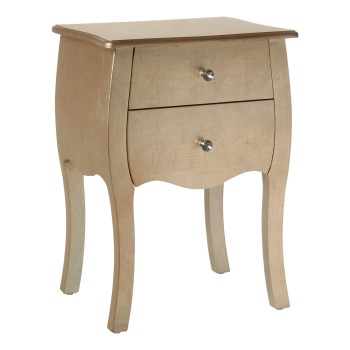 Comodino In Legno Con 2 Cassetti - Champagne- _45x36x62cm, Madera: Abeto+dm