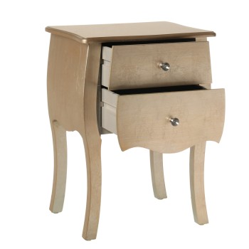 Comodino In Legno Con 2 Cassetti - Champagne- _45x36x62cm, Madera: Abeto+dm