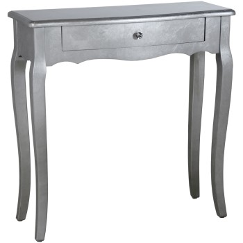 Tavolo Consolle Da Ingresso Con 1 Cassetto - Argento- _80x30x80cm, Madera: Abeto+dm