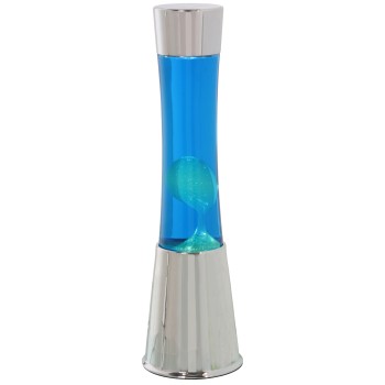 Lampada Lava Metallo Lucido Liquido Blu/bianco_ø11x39cm
