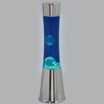 Lampada Lava Metallo Lucido Liquido Blu/bianco_ø11x39cm