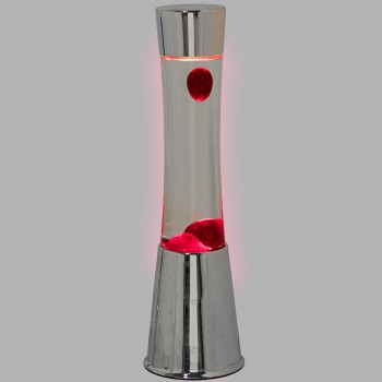 Lampada Lava Metallo Lucido Liquido Trasp./rosso_ø11x39cm